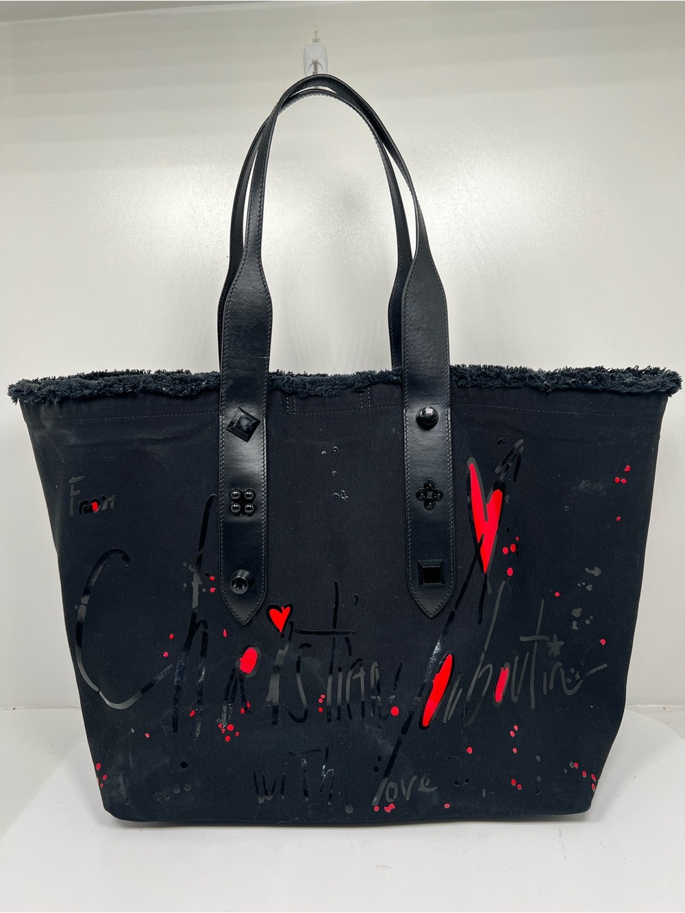 Christian Louboutin Cabata Black Canvas Graffiti Tote Bag Large